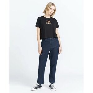 Volcom Womens Stoned Straight Jeans Melindigo Size 31x27 Dark Wash High Rise NEW